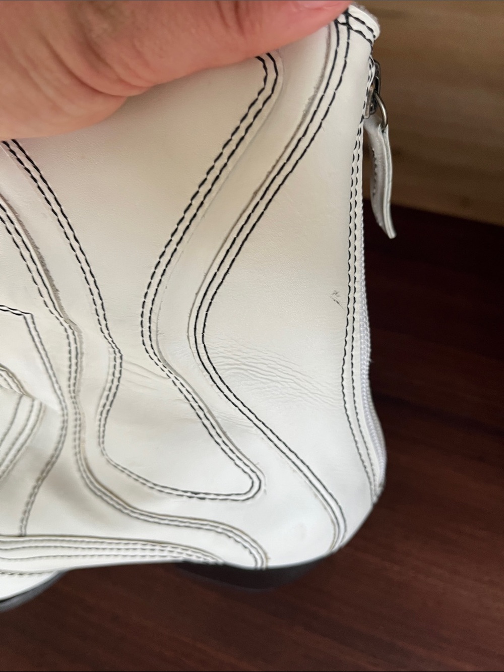 Matisse White Western-Inspired Pointed Ankle Booties with Black Stitching - Picture 6 of 6